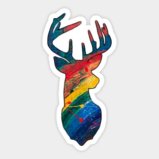 Abstract painting of a stag bust - deer Sticker